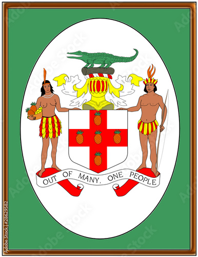 Jamaica national emblem coat frame