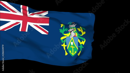 Pitcairn Islands flag slowly waving. Alpha included. photo