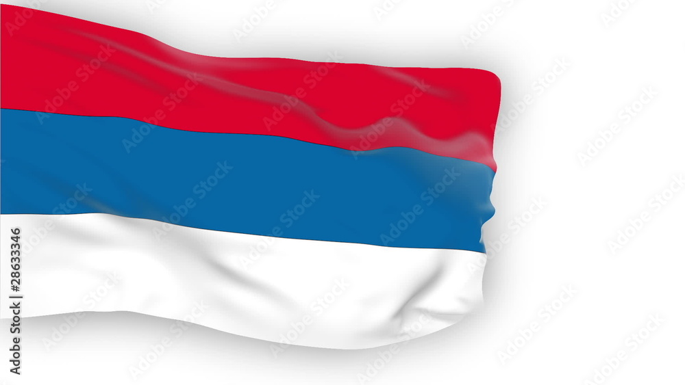 Serbia flag slowly waving. White background. Seamless loop.
