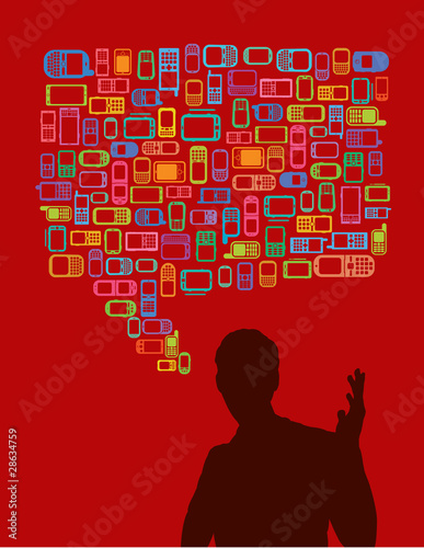 talking man  with cellphones and smartphones
