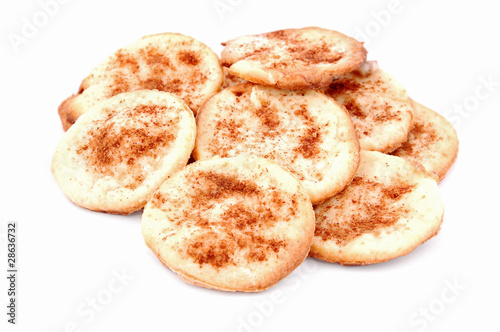 Homemade cookie with cinnamon, isolated on white background