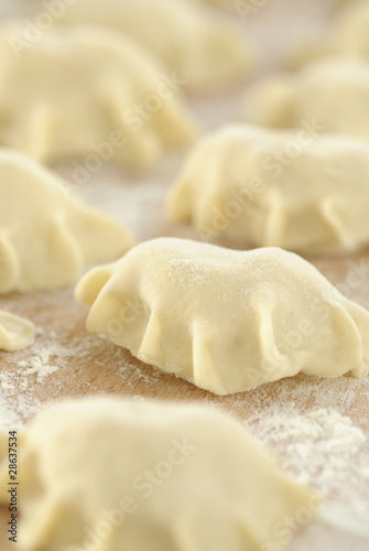 Traditional polish dumplings before being boiled