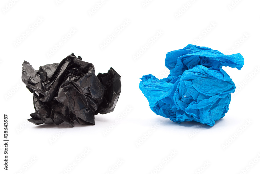 Black and blue paper balls
