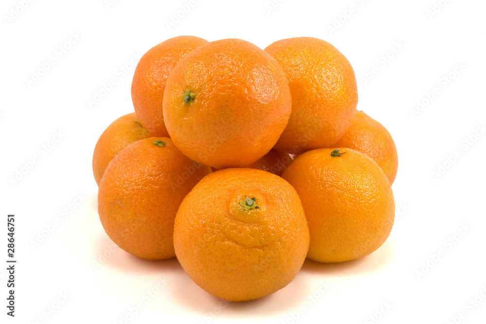 pile of fresh tangerines on white background pile of fresh tangerines on white background