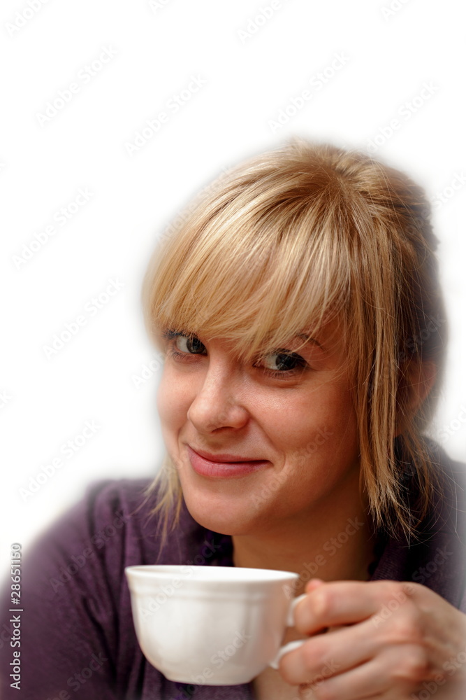 Young attractive blond woman with cup of coffee Young attractive blond woman with cup of coffee