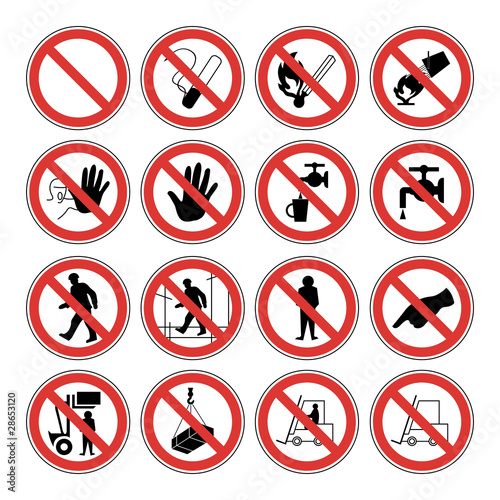 Warning signs vector icons for work safety
