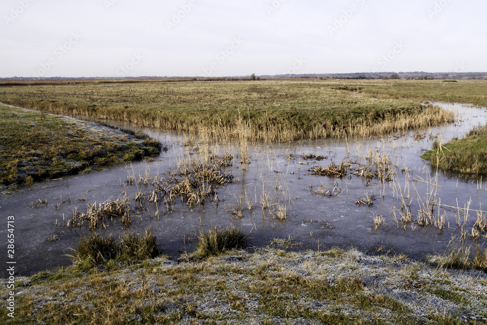 meeting of two frozen Pevensey Marsh Dykes