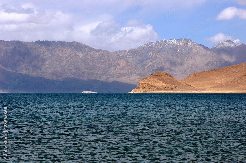 Landscape of mountains and blue lake