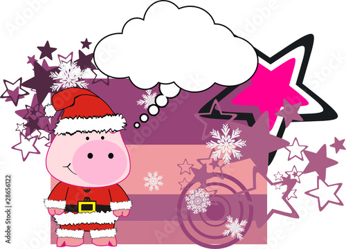 pig  claus cartoon card