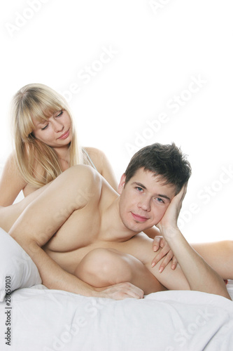 young couple in bed