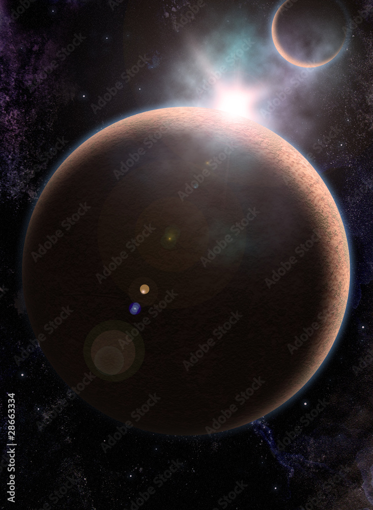 Obraz premium planet with sunrise