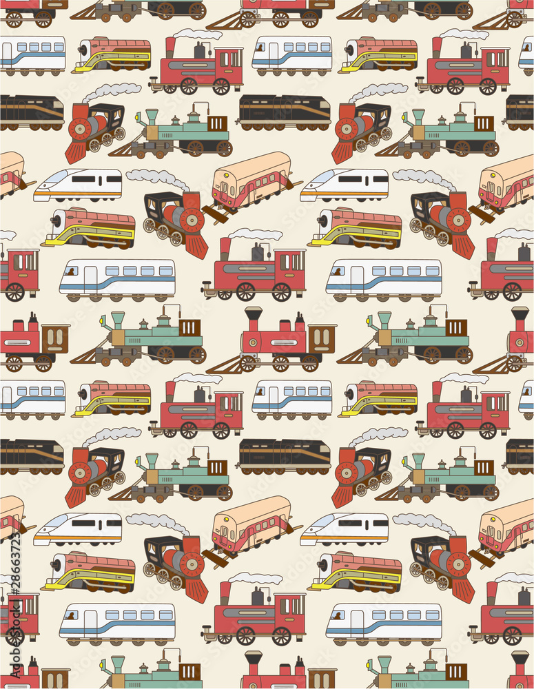 Obraz premium seamless Trains pattern