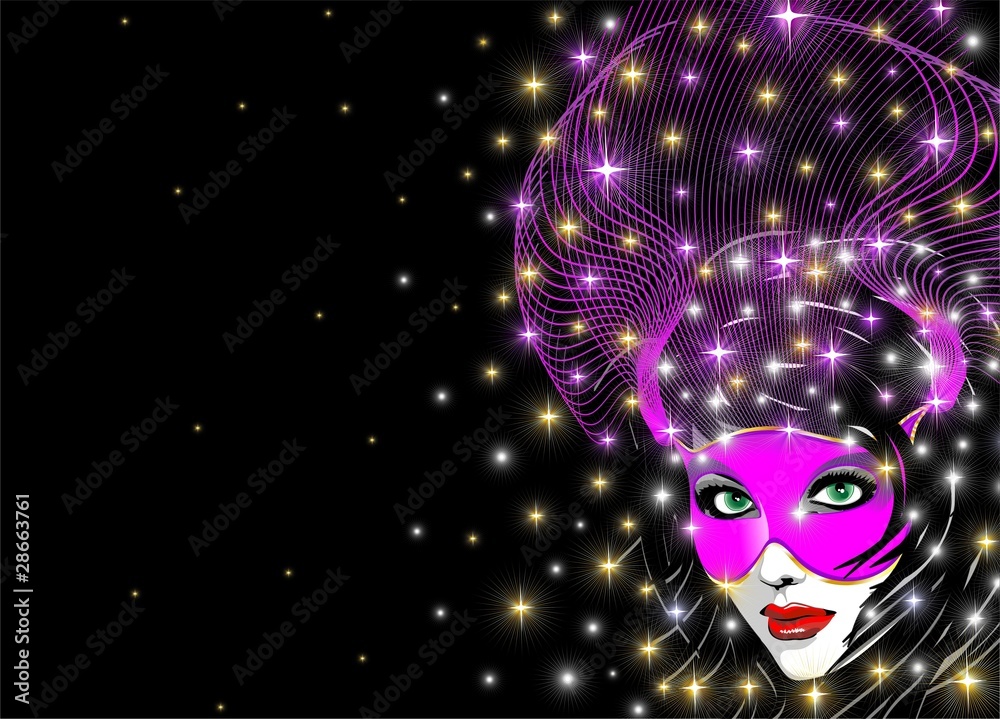 Maschera Rosa Fondo-Pink Mask Background-Vector