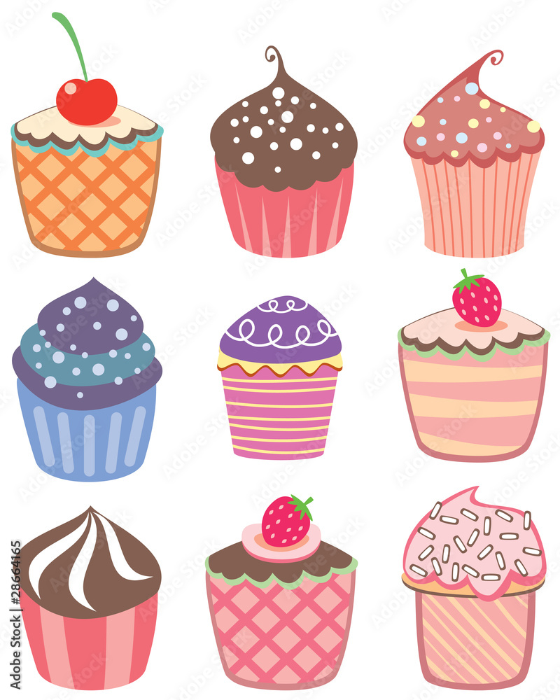 Naklejka premium various vector cupcakes set