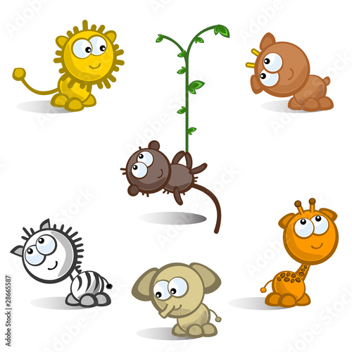 A set of comic figures African animals. Isolated. Icons.