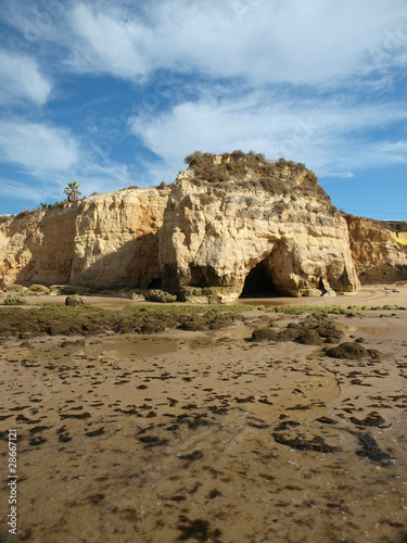 Algarve coast at low tide the ocean .
