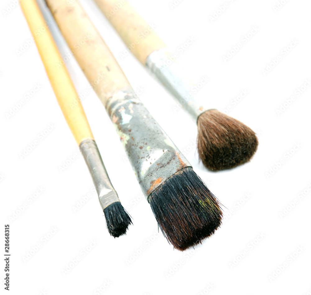 Fototapeta premium close up of paint brushes on white background
