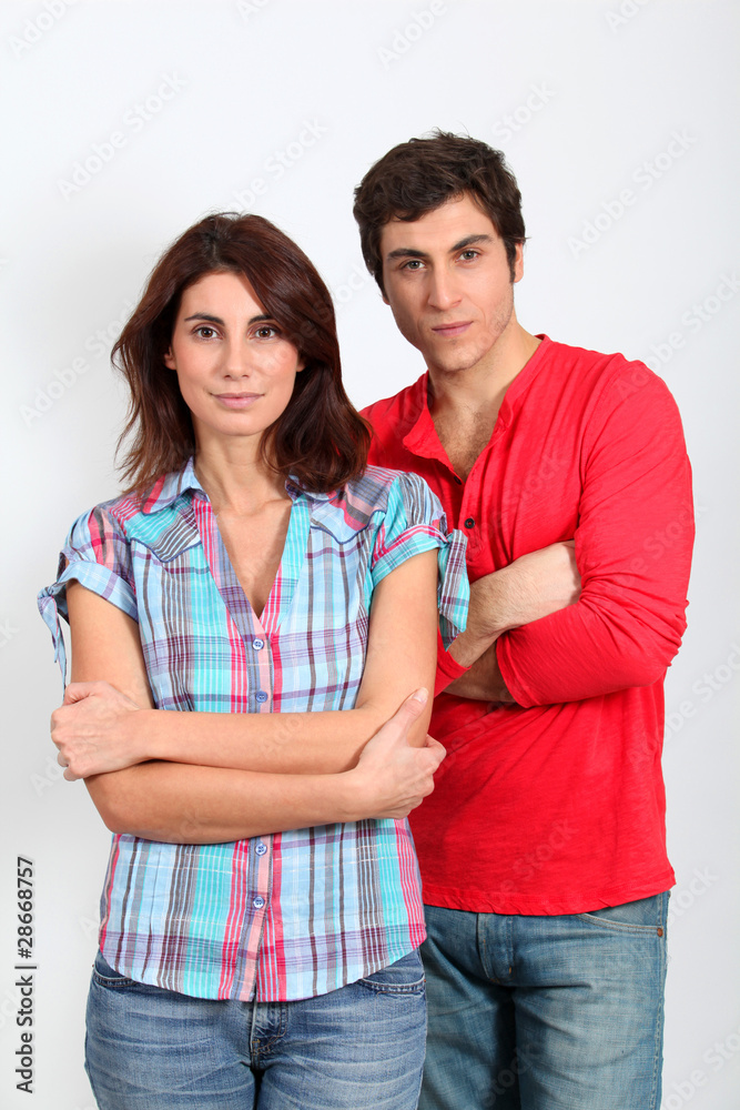 Portrait of couple with serious look Portrait of couple with serious look