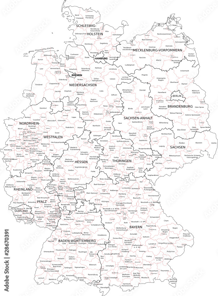 Obraz premium Okręgi krajów związkowych Niemiec