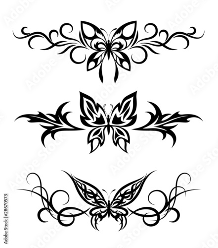 Set tribal with butterflies, tattoo
