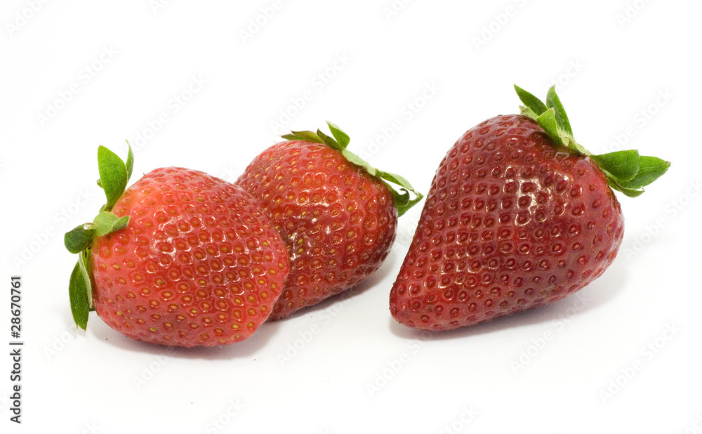 Three fresh strawberries isolated on white Three fresh strawberries isolated on white