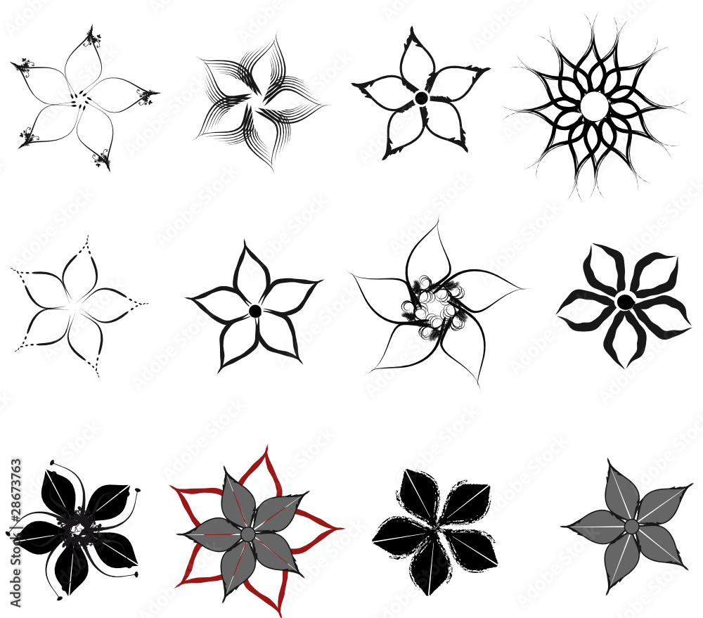  Blüten Floral Vorlage Muster Stock-Vektorgrafik 