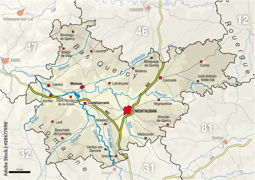 Carte du département du Tarn-et-Garonne