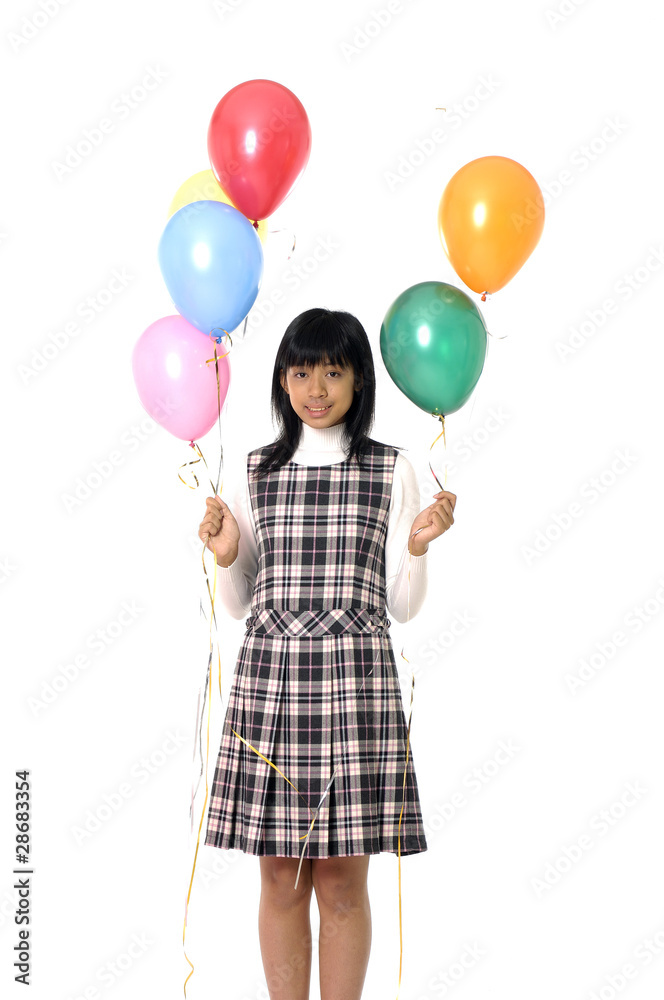 Asian teenage girl with balloons Asian teenage girl with balloons