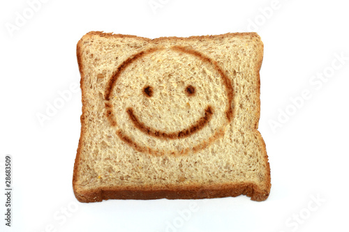 smiling bread on white background