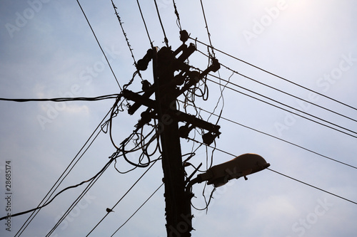 Silhouette of a powerline