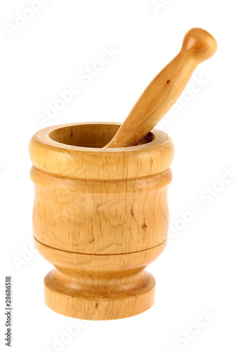 wooden mortar and pestle