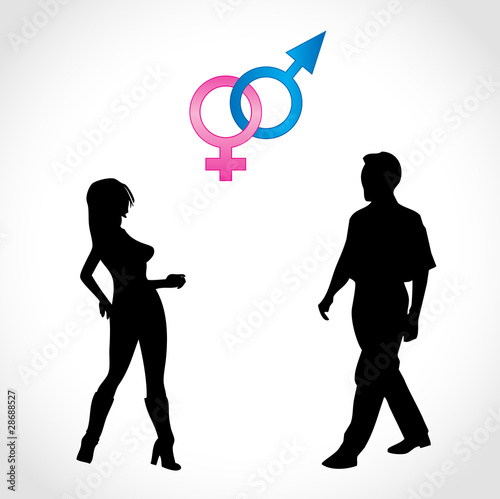 Silhouettes of man and woman