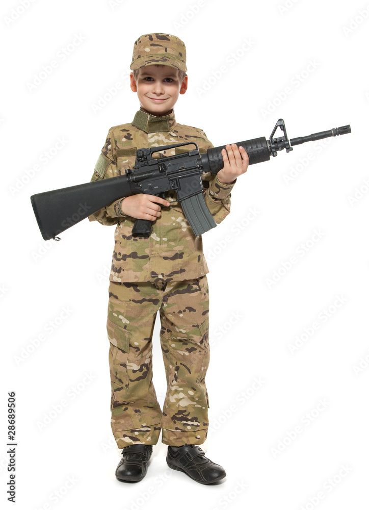 Young soldier with rifle