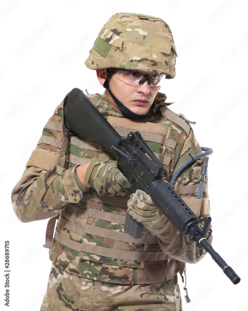 Modern soldier with rifle Modern soldier with rifle
