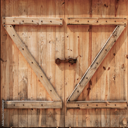 Old wooden doors closed