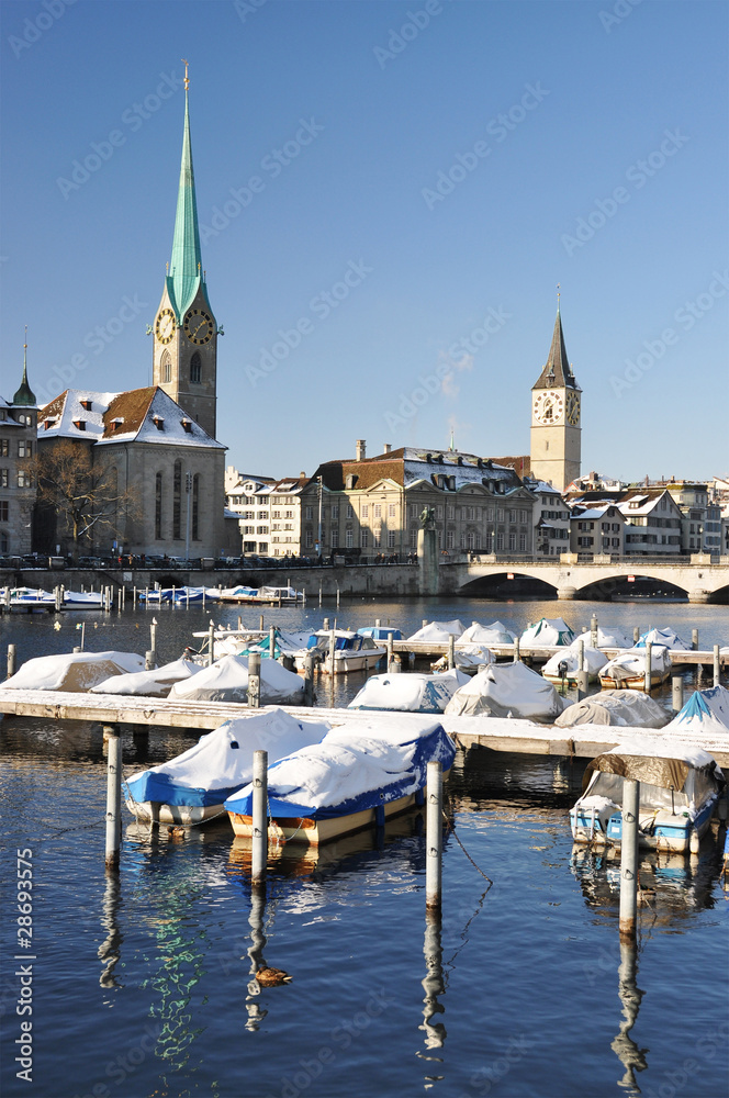 Winter view of Zurich