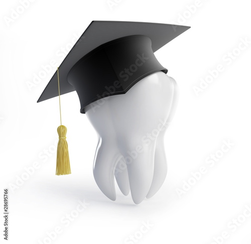 graduation cap tooth on a white background