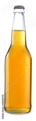transparent bottle with a light beer