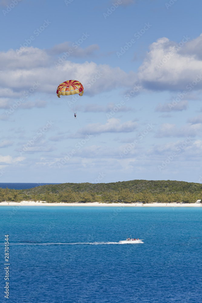Parasailing boat in the Bahamas Parasailing boat in the Bahamas