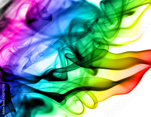 Abstract colorful fume patterns on white