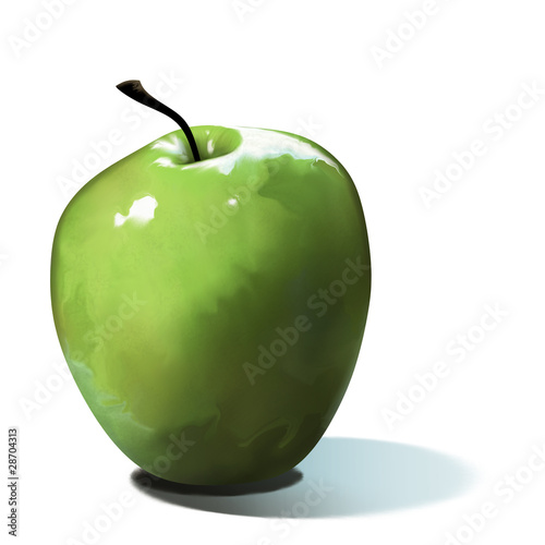 digital painting of a green apple
