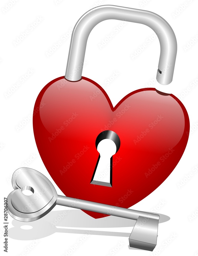 Vettoriale Stock Cuore Lucchetto con Chiave-Heart Lock and Key-Vector |  Adobe Stock