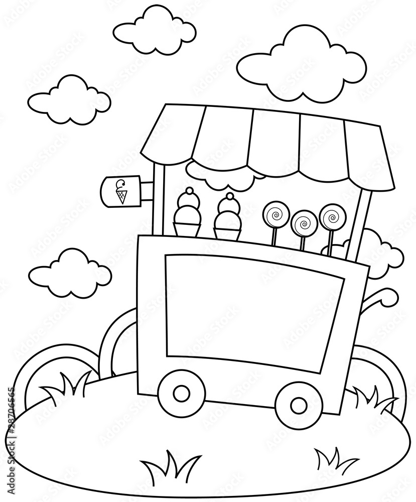 Line Art Ice Cream Stand Stock Vector | Adobe Stock