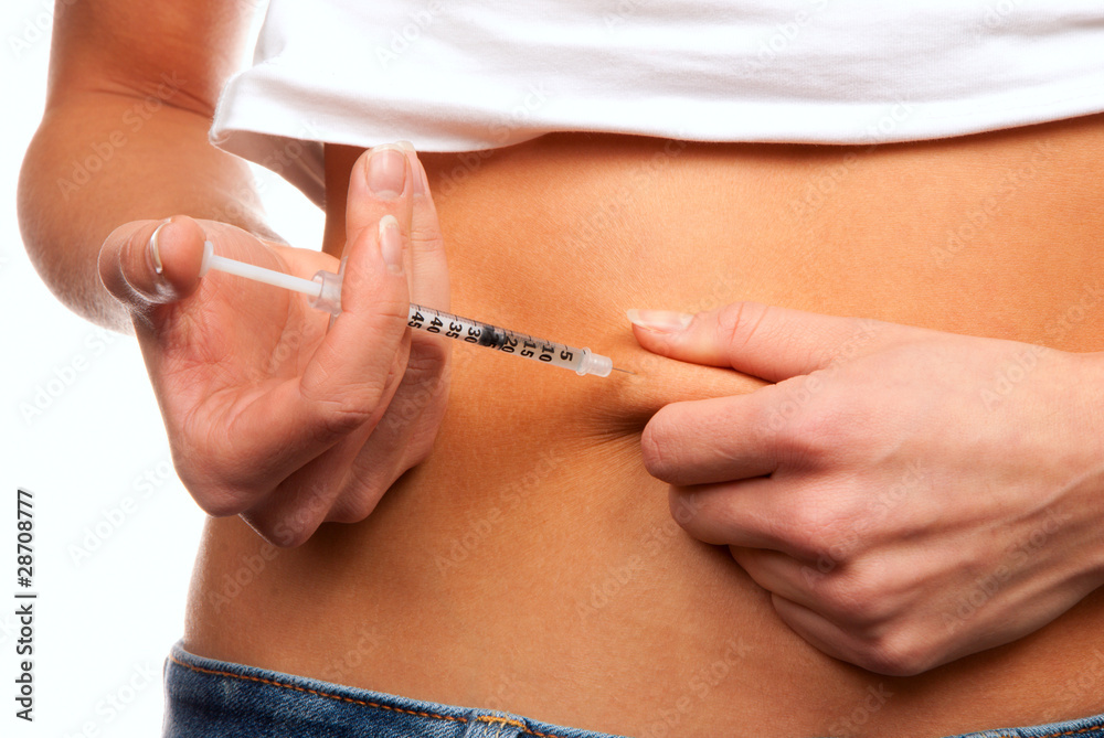 Subcutaneous abdomen insulin injection with syringe Subcutaneous abdomen insulin injection with syringe