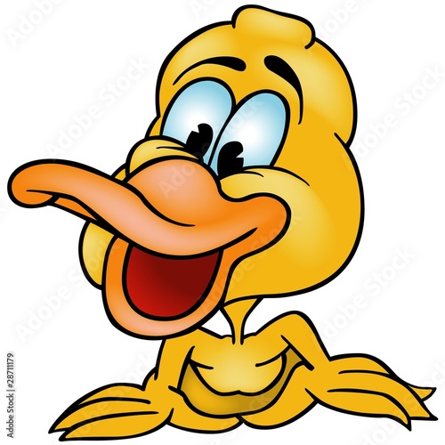 Laughing Duck - colored cartoon illustration