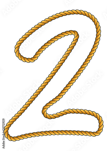 Navy Sailor-Style Isolated Rope Alphabet Number 2