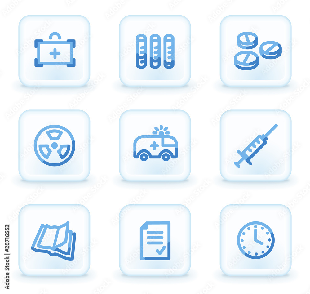 Medicine web icons set 1, square ice buttons Medicine web icons set 1, square ice buttons