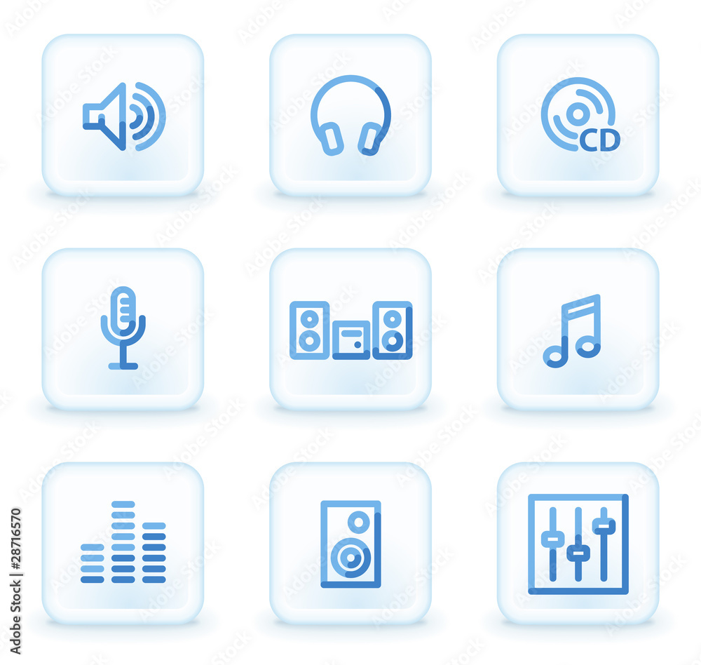 Sound web icons, square ice buttons