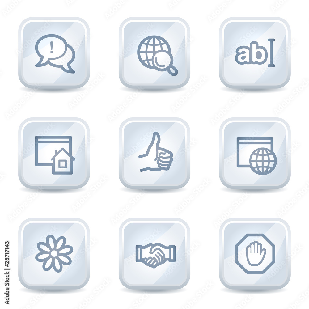 Internet web icons set 1, white glossy buttons Internet web icons set 1, white glossy buttons