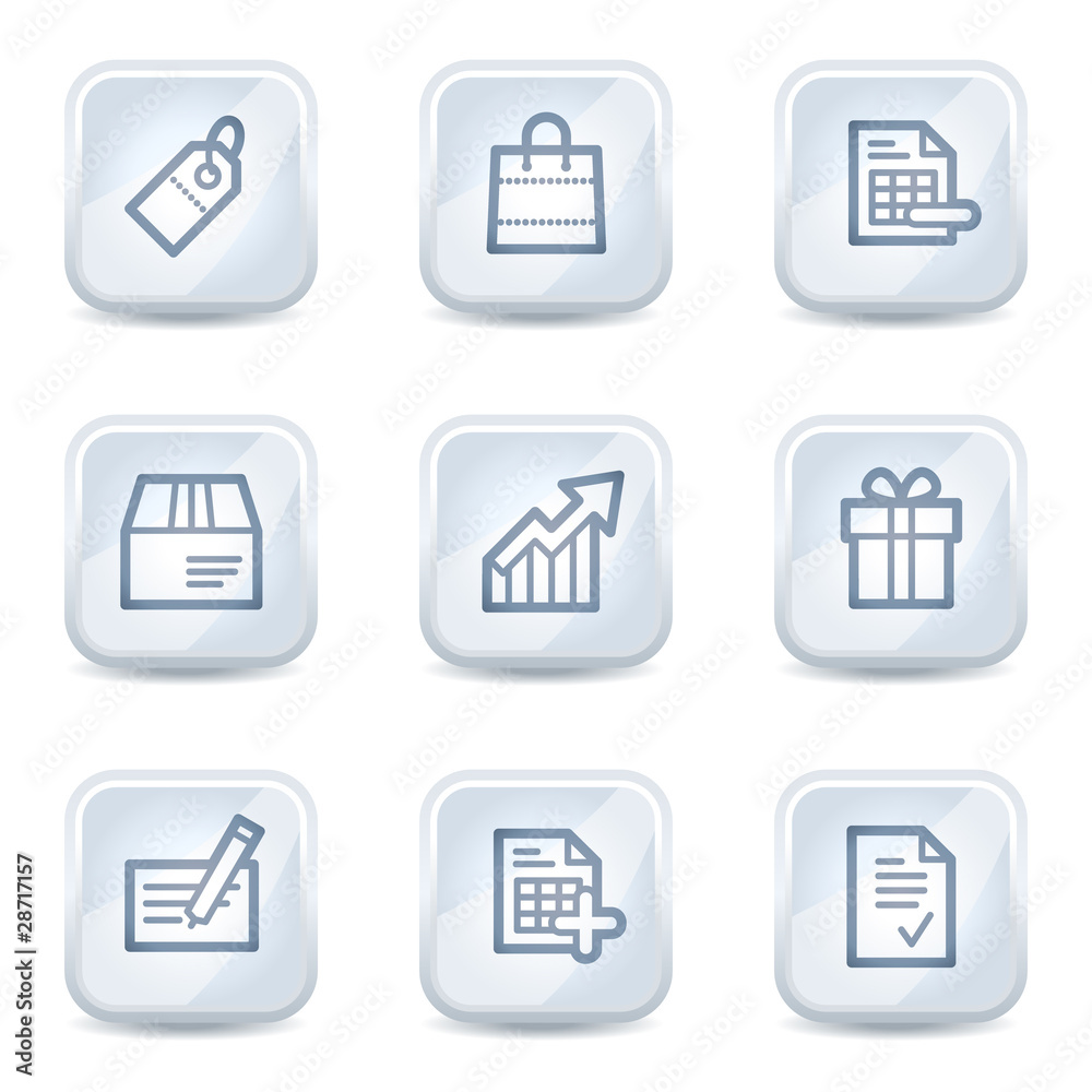 Shopping web icons set 1, white glossy buttons Shopping web icons set 1, white glossy buttons